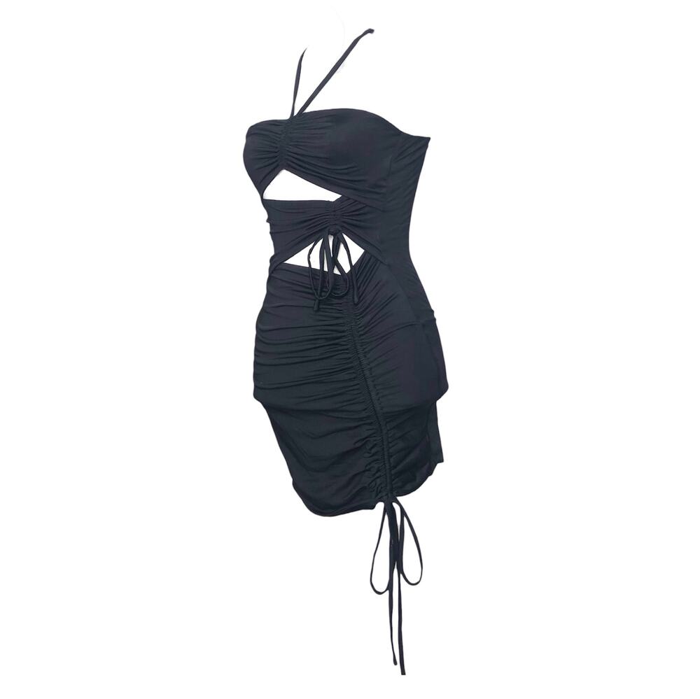 Princess Polly Dress Black Halter Cinch Cutout Bodycon Micro-Mini 4